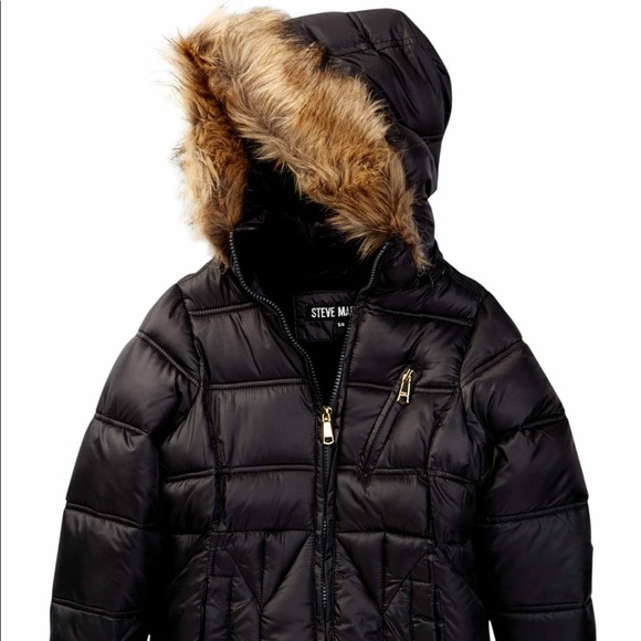 steve madden faux fur hooded puffer jacket
